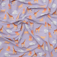 Cotton - Jersey Print - Safari Animals - Lilac