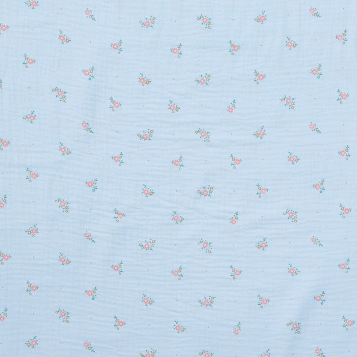 Cotton - Double Gauze - Mini Flowers - Light Blue