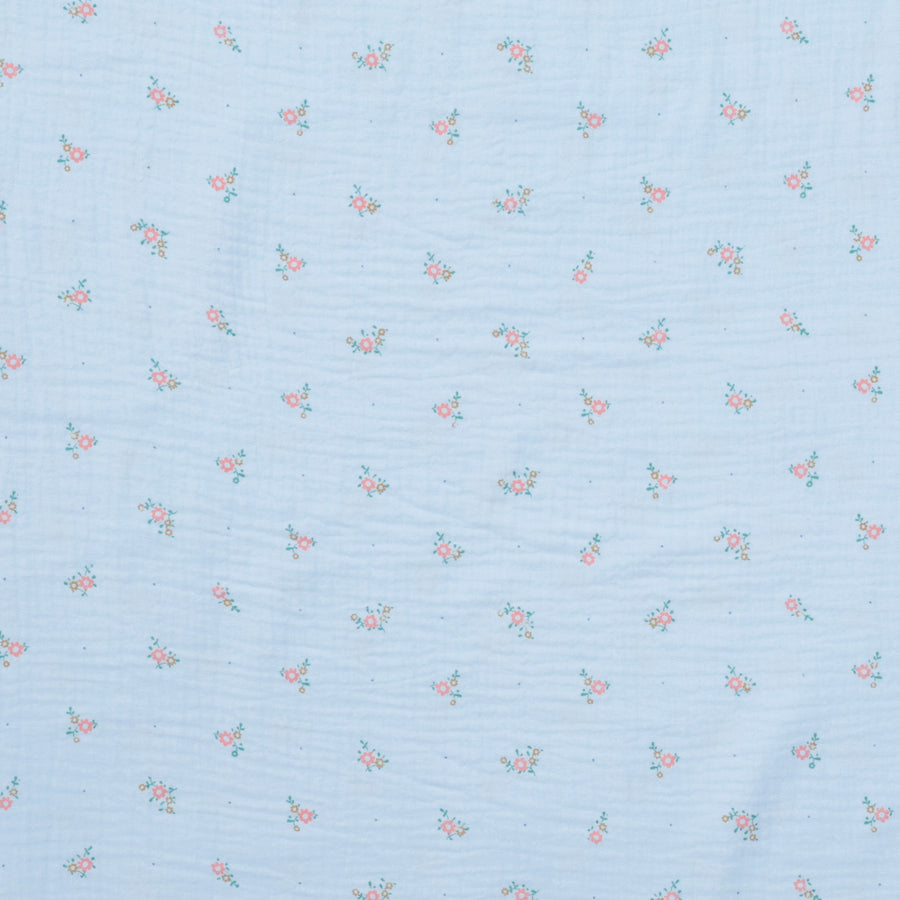 Cotton - Double Gauze - Mini Flowers - Light Blue