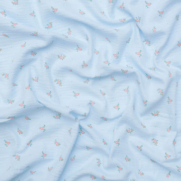 Cotton - Double Gauze - Mini Flowers - Light Blue