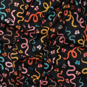 Ruby Star - Cotton - Ooh Lucky Lucky - Garden Snake - Black