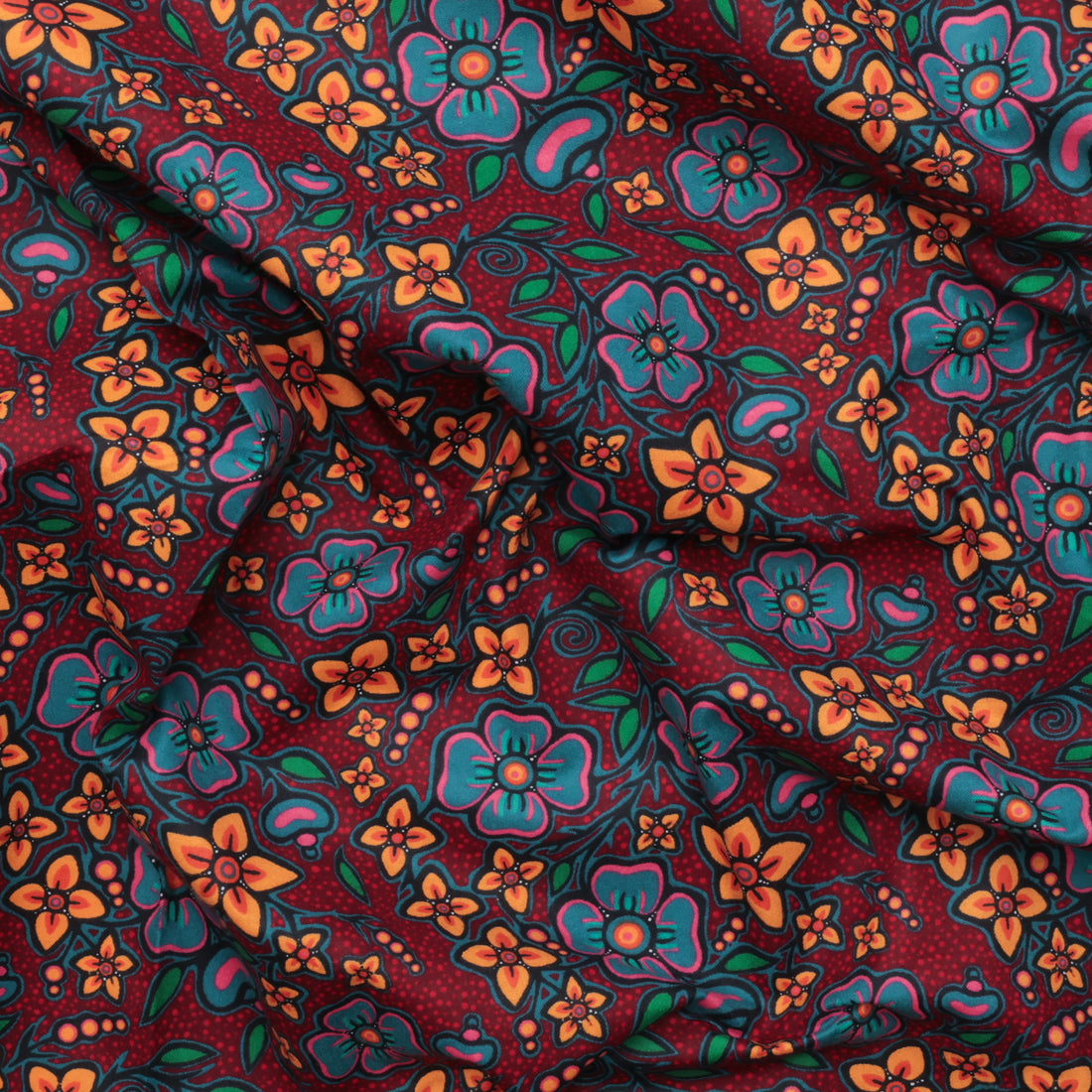 Jackie Traverse - Flannelette - Ojibway Florals - Burgundy