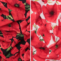 Rayon - Digital Slub Print - Poppies - Assorted