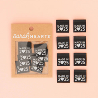 Sarah Hearts - Sewing Labels - Made in 2025 Silver