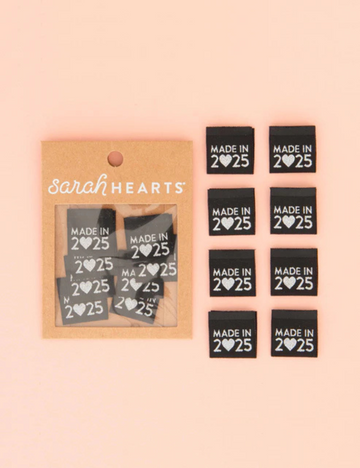 Sarah Hearts - Sewing Labels - Made in 2025 Silver