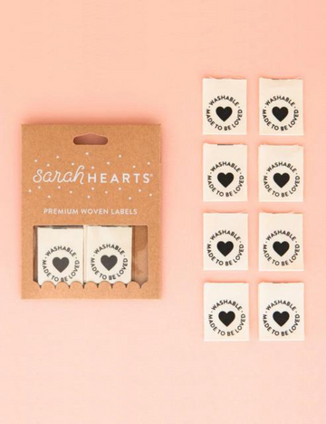 Sarah Hearts - Sewing Labels - Washable - Organic