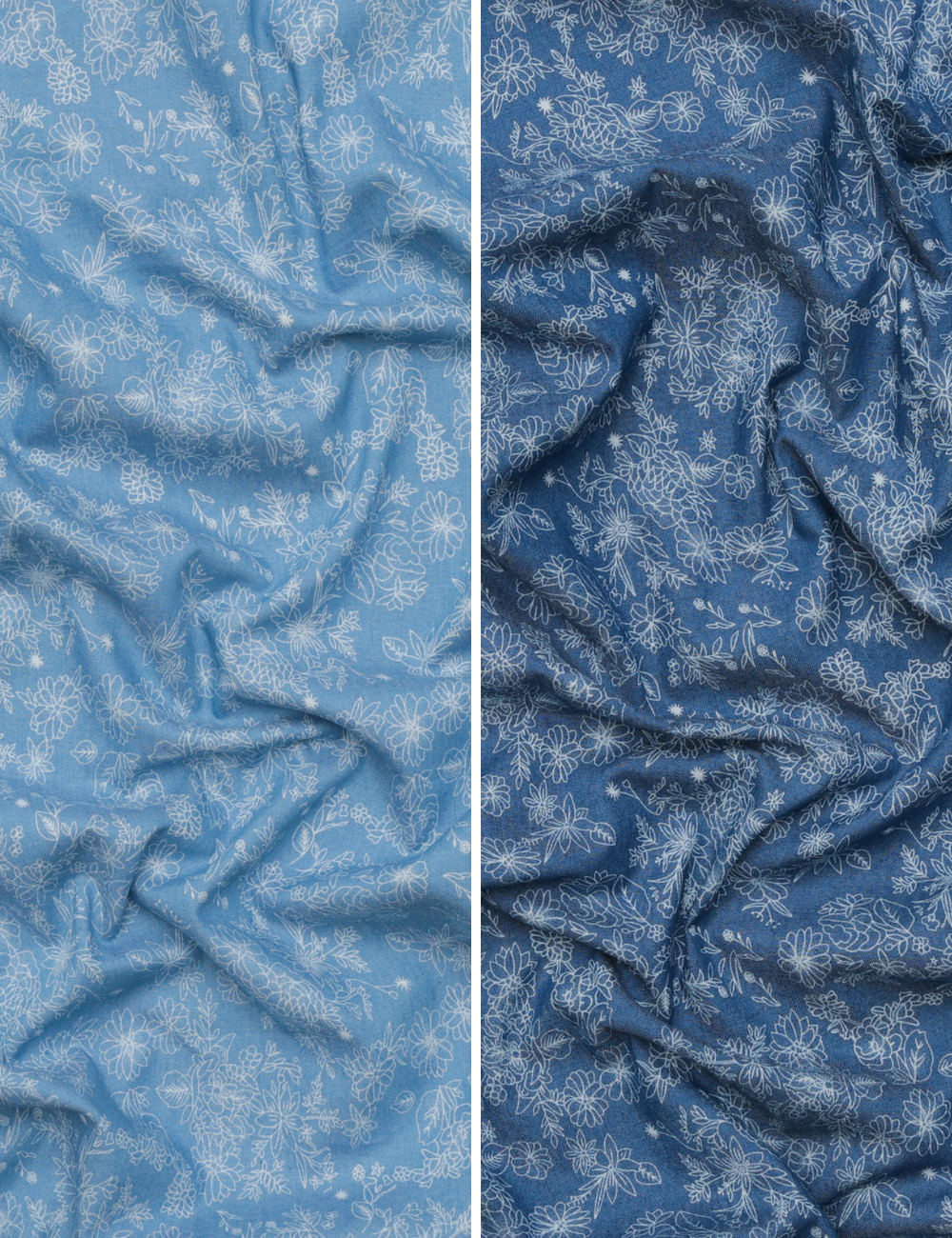 Cotton Blend - Chambray - Tonal Floral - Assorted