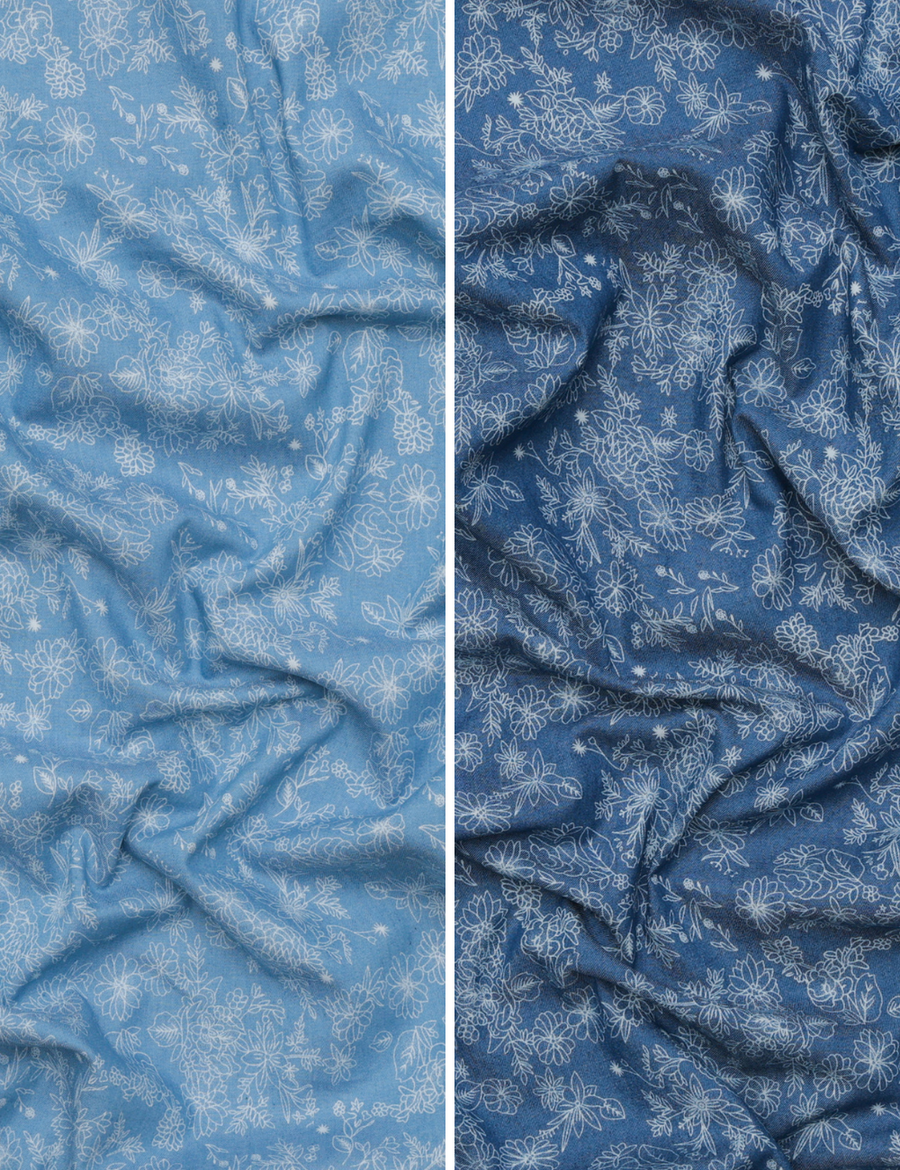 Cotton Blend - Chambray - Tonal Floral - Assorted