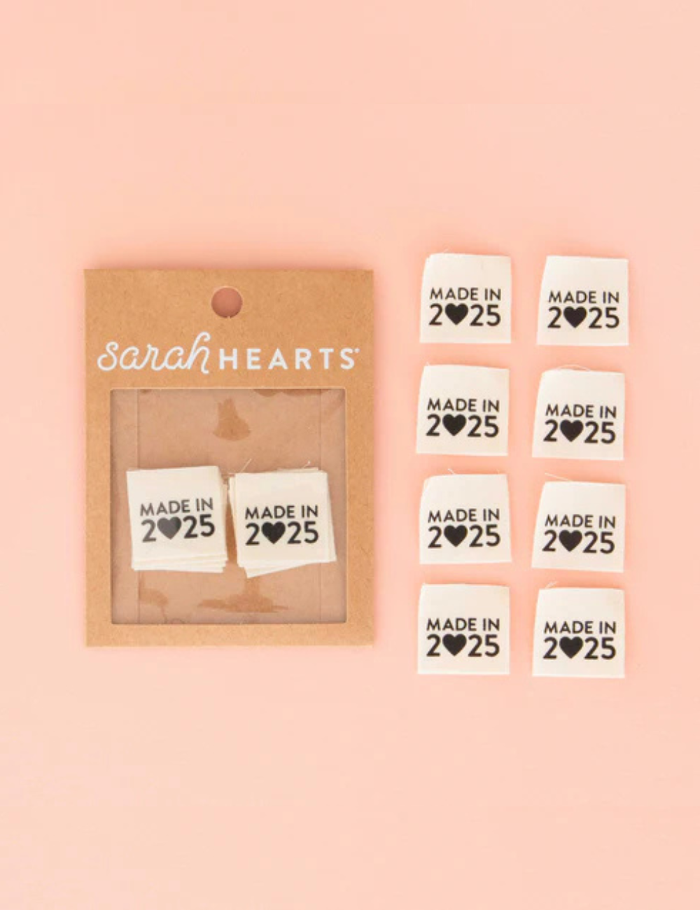 Sarah Hearts - Sewing Labels - Made in 2025 - Organic Cotton