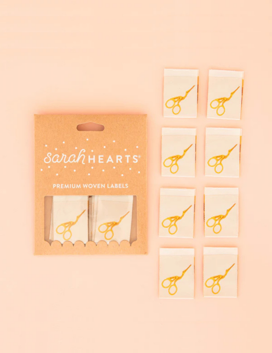 Sarah Hearts - Sewing Labels - Stork Scissors