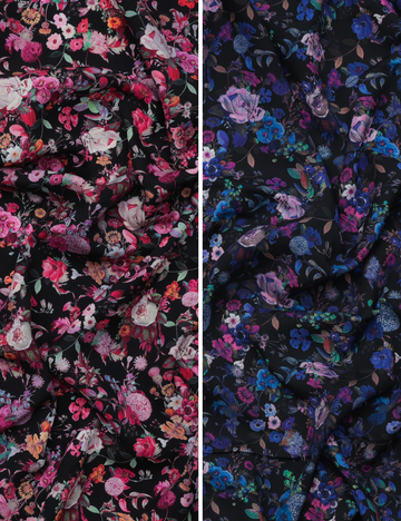 Viscose - Italian Challis - Black Floral - Assorted