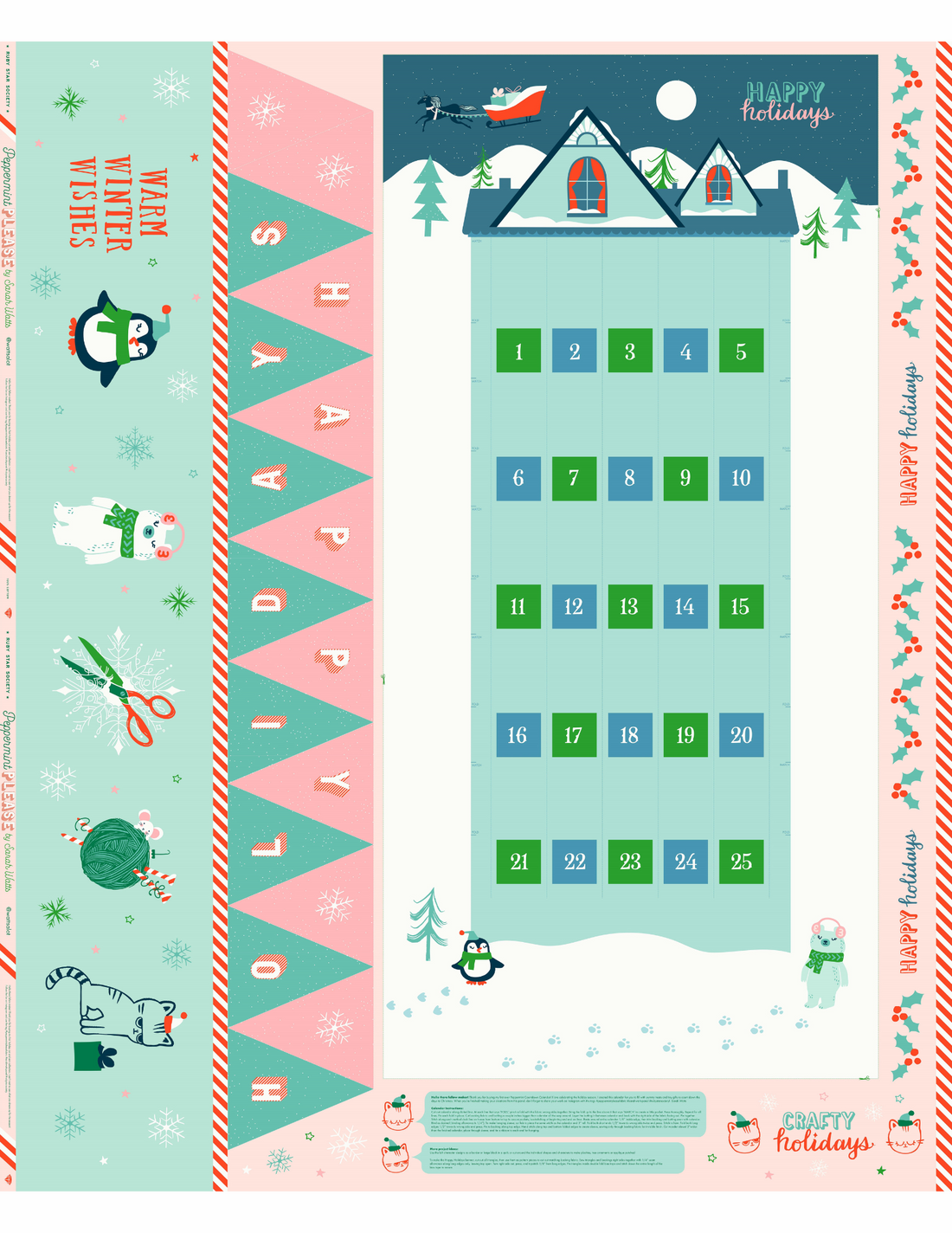 Ruby Star - Cotton - Peppermint Please - Countdown Panel