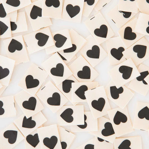 Sarah Hearts - Sewing Labels - Black Heart Organic Cotton