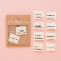 Sarah Hearts - Sewing Labels - Wash Cold Hang Dry Organic Cotton