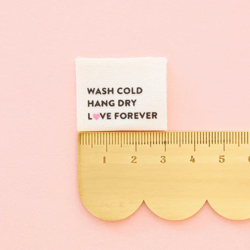 Sarah Hearts - Sewing Labels - Wash Cold Hang Dry Organic Cotton