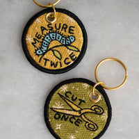 Stay Home Club - Embroidered Keychain - Measure Twice