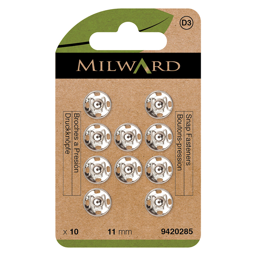 Milward - Snap Fasteners - Nickel - 11mm - 10 Sets