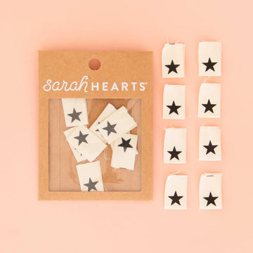 Sarah Hearts - Sewing Labels - Black Star Organic Cotton