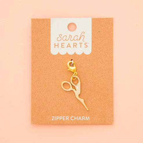 Sarah Hearts - Zipper Charm - Gold Stork Embroidery Scissor