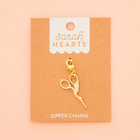 Sarah Hearts - Zipper Charm - Gold Stork Embroidery Scissor